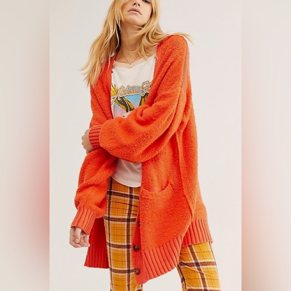 SOLD Free People Snow Drop Cardigan Sweater Orange